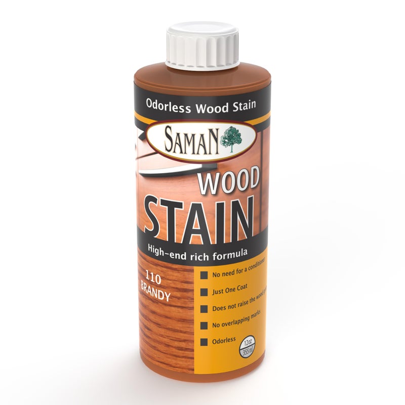 SamaN Interior Water Based Wood Stain - Natural Stain for Furniture, Moldings, Wood Paneling, Cabinets (Brandy TEW-110-12, 12 oz) - Image 1